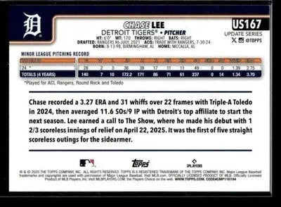 2025 Topps Update Chase Lee #US167 Rainbow Foil RC Detroit Tigers