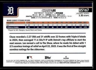 2025 Topps Update Chase Lee #US167 RC Detroit Tigers