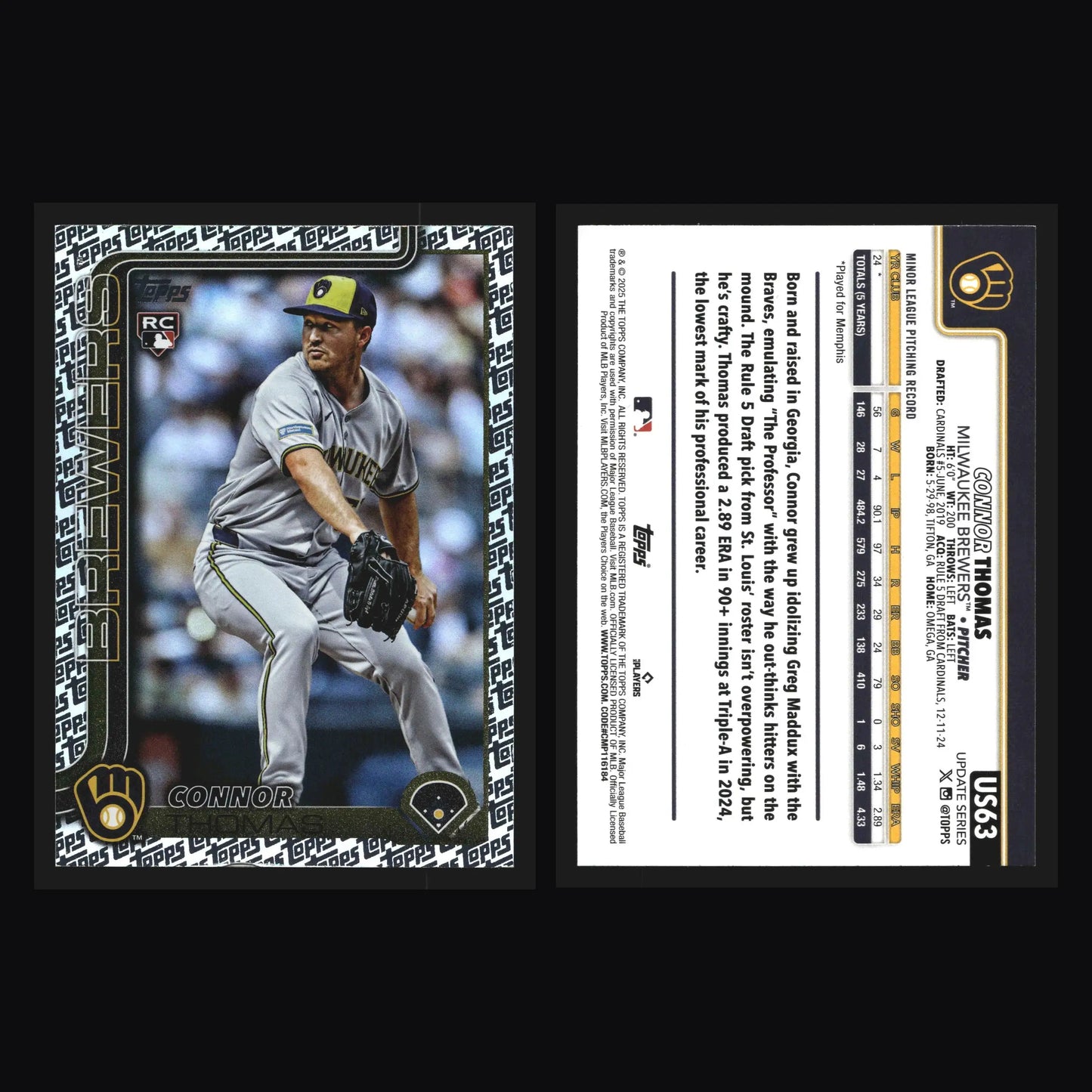 2025 Topps Update Connor Thomas #US63 Topps Logo Foil RC - Baseball Card Single