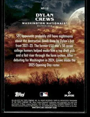 2025 Topps Update Dylan Crews #NT-13 Night Terrors Washington Nationals