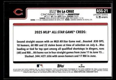 2025 Topps Update Elly De La Cruz #ASG-21 2025 All-Star Game Cincinnati Reds