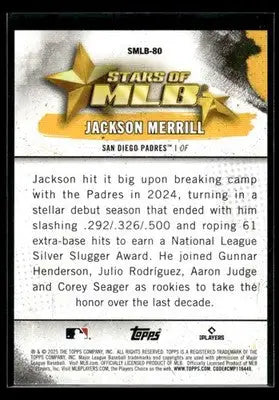 2025 Topps Update Jackson Merrill #SMLB-80 Stars of MLB San Diego Padres