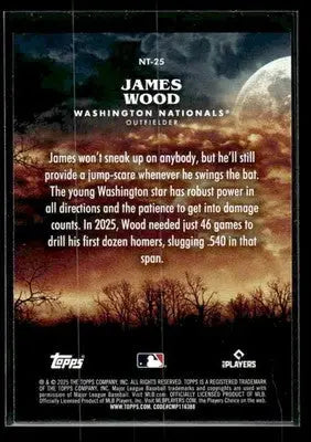 2025 Topps Update James Wood #NT-25 Night Terrors Washington Nationals