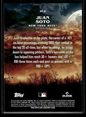 2025 Topps Update Juan Soto #NT-8 Night Terrors New York Mets
