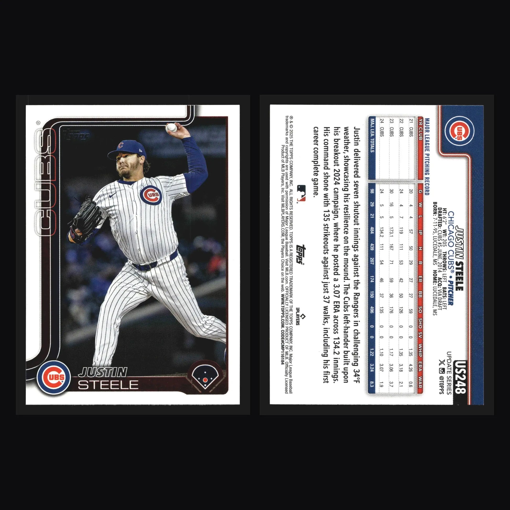 2025 Topps Update Justin Steele #US248 Chicago Cubs - Baseball Card Single