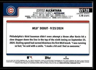 2025 Topps Update Kevin Alcántara #US128 Chicago Cubs