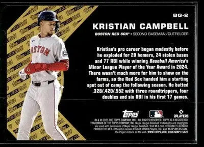 2025 Topps Update Kristian Campbell #BG-2 Topps Black Gold Boston Red Sox