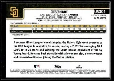 2025 Topps Update Kyle Hart #US301 RC San Diego Padres