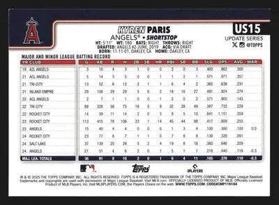 2025 Topps Update Kyren Paris #US15 Los Angeles Angels - Baseball Card Single