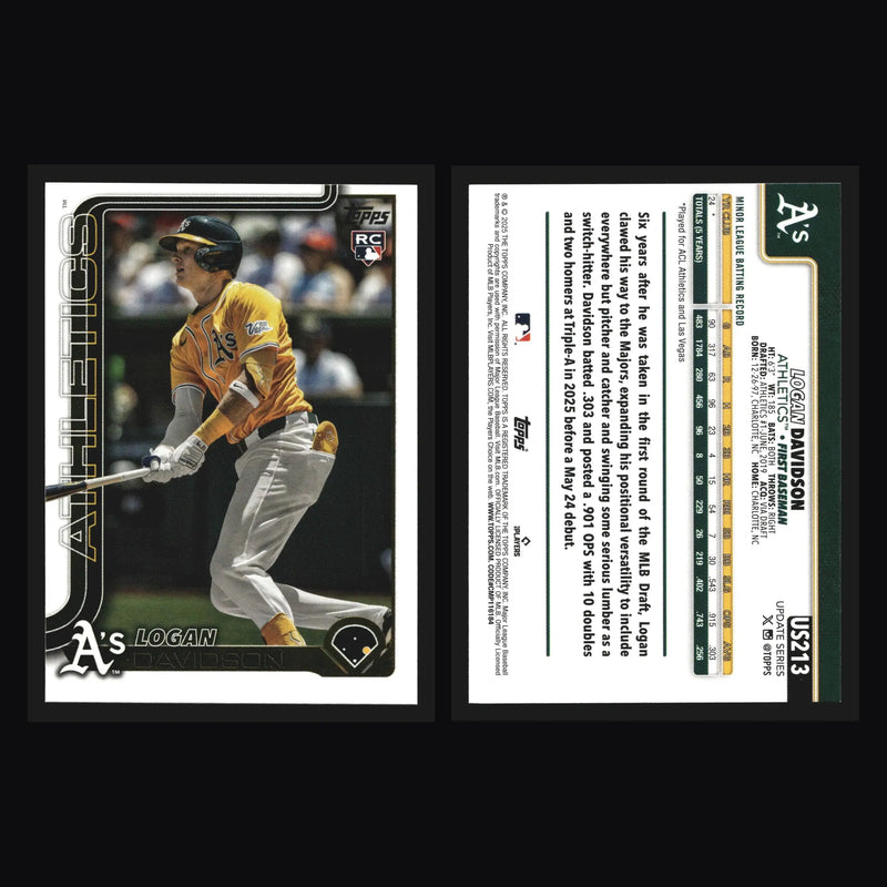 2025 Topps Update Logan Davidson #US213 RC Athletics - Baseball Card Single