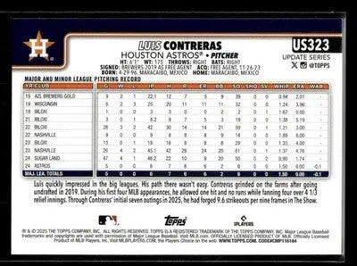 2025 Topps Update Luis Contreras #US323 Rainbow Foil RC Houston Astros