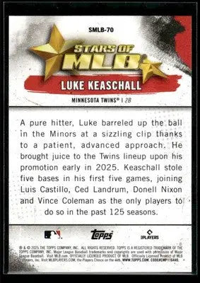 2025 Topps Update Luke Keaschall #SMLB-70 Stars of MLB Minnesota Twins
