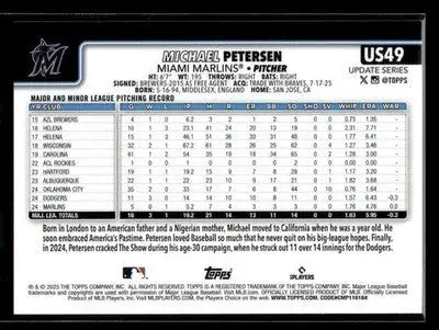 2025 Topps Update Michael Petersen #US49 RC Miami Marlins
