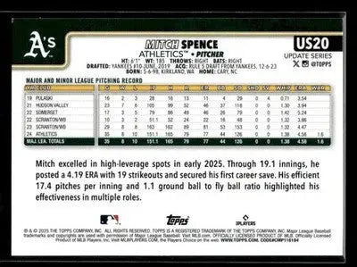 2025 Topps Update Mitch Spence #US20 Athletics
