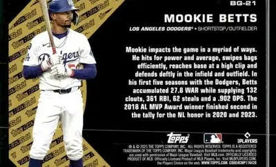 2025 Topps Update Mookie Betts #BG-21 Topps Black Gold Los Angeles Dodgers