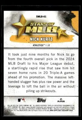 2025 Topps Update Nick Kurtz #SMLB-61 Stars of MLB Athletics