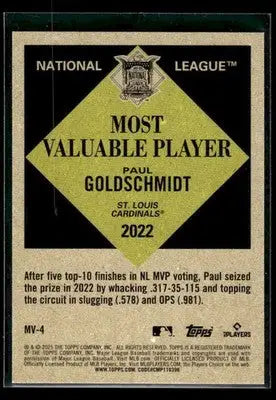 2025 Topps Update Paul Goldschmidt #MV-4 Most Valuable St. Louis Cardinals
