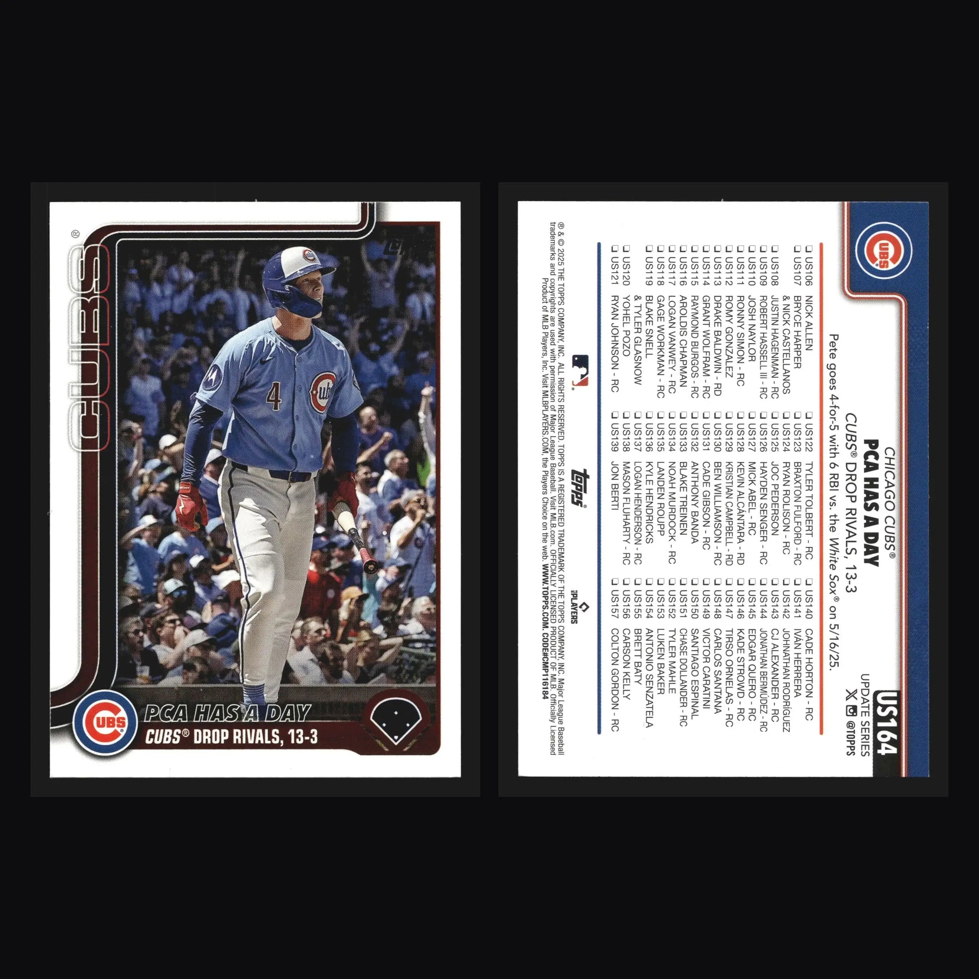 2025 Topps Update Pete Crow-Armstrong #US164 PCA Has A Day Cubs - Baseball Card Single