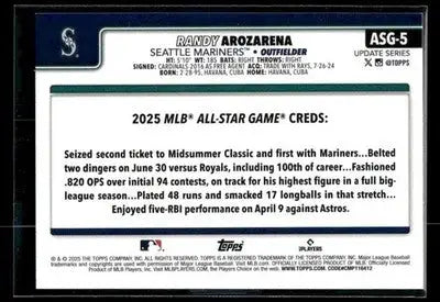 2025 Topps Update Randy Arozarena #ASG-5 2025 All-Star Game Seattle Mariners