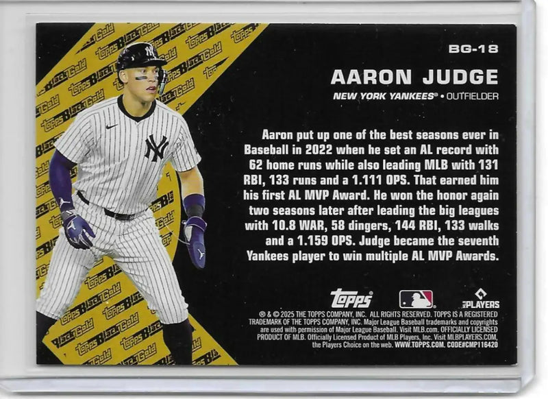 2025 Topps Update Series - Topps Black Gold Aaron Judge #BG-18 - Baseball Card Single