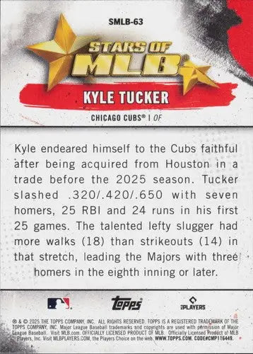 2025 Topps Update Stars of MLB #SMLB-63 Kyle Tucker NM-MT Cubs ID:79997 - Baseball Card Single