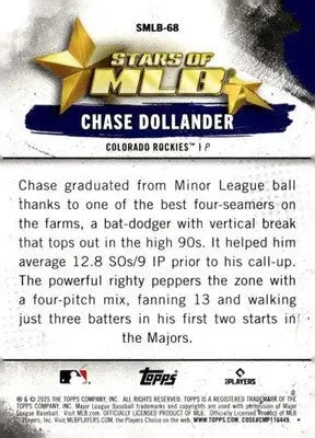 2025 Topps Update Stars of MLB #SMLB-68 Chase Dollander NM-MT Rockies ID:79998 - Baseball Card Single