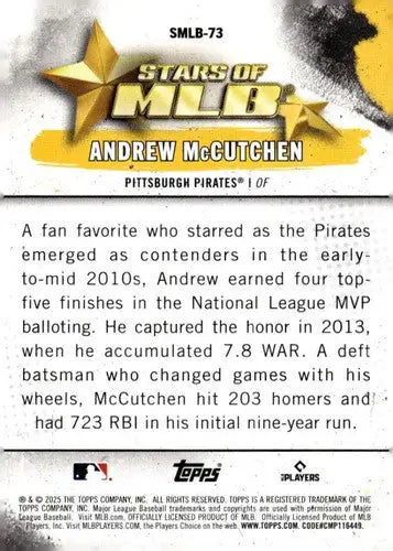 2025 Topps Update Stars of MLB #SMLB-73 Andrew McCutchen NM-MT Pirates ID:80383 - Baseball Card Single
