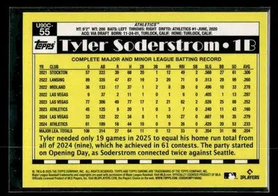 2025 Topps Update Tyler Soderstrom #U90C-55 1990 35th Anniversary Athletics