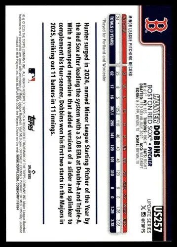 2025 Topps Update #US257 Hunter Dobbins NM-MT RC Rookie Red Sox ID:80037 - Baseball Card Single