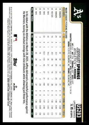 2025 Topps Update #US283 Jeffrey Springs NM-MT ID:80040 - Baseball Card Single