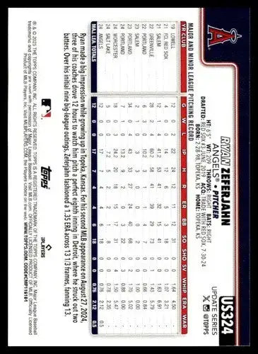 2025 Topps Update #US324 Ryan Zeferjahn NM-MT RC Rookie Angels ID:80485 - Baseball Card Single
