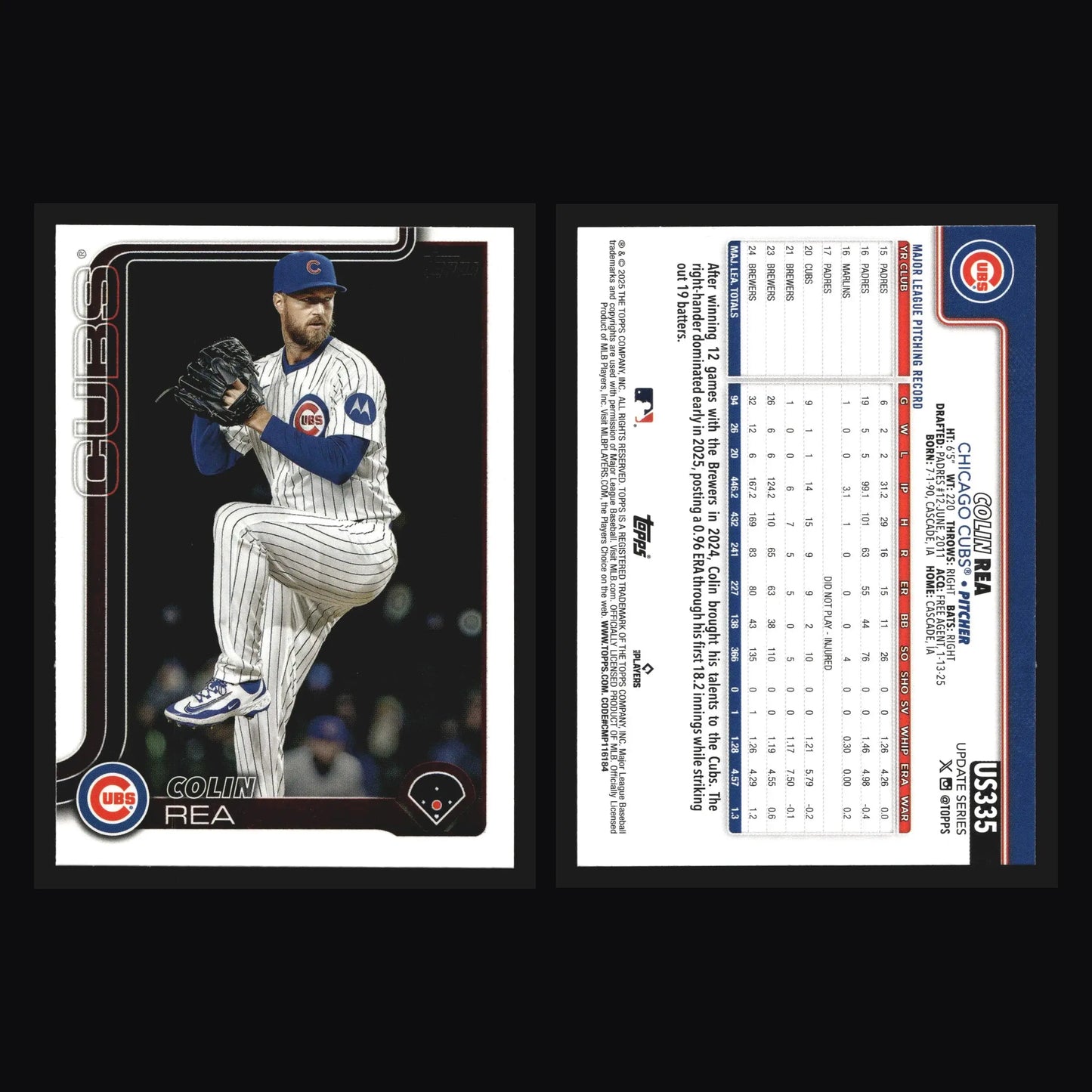 2025 Topps Update #US335 Colin Rea Chicago Cubs - Baseball Card Single