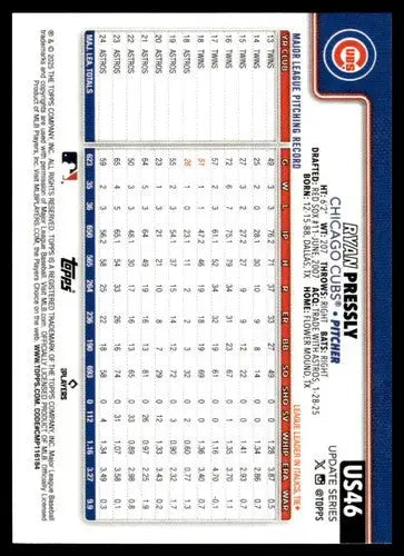 2025 Topps Update #US46 Ryan Pressly NM-MT Cubs ID:80010 - Baseball Card Single