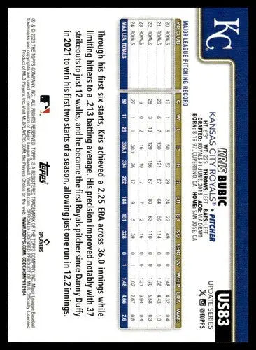 2025 Topps Update #US83 Kris Bubic NM-MT Royals ID:80415 - Baseball Card Single