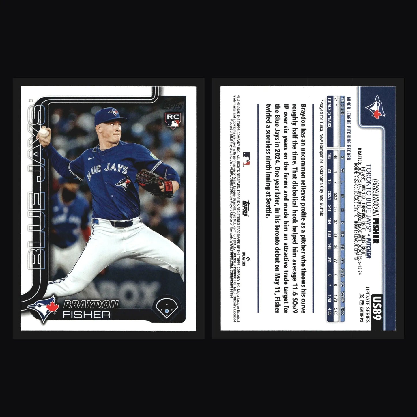 2025 Topps Update #US89 Braydon Fisher Toronto Blue Jays RC