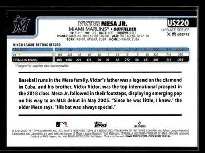 2025 Topps Update Victor Mesa Jr. #US220 Topps Logo Foil RC Miami Marlins