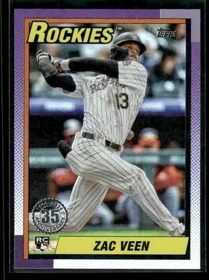 2025 Topps Update Zac Veen #U90-34 1990 35th Anniversary Colorado Rockies