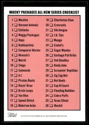 2025 Topps Wacky Packages All New Series (Bottom Left) #NNO Checklist Puzzle - Other