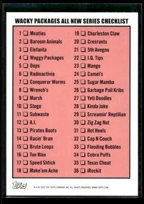 2025 Topps Wacky Packages All New Series (Bottom Middle) #NNO Checklist Puzzle - Non-Sports Card Single