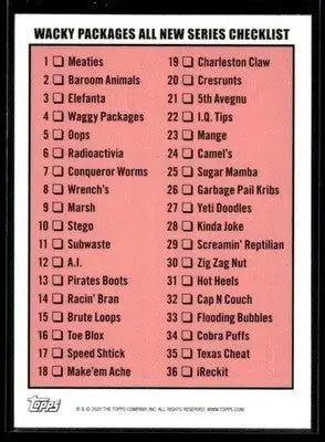 2025 Topps Wacky Packages All New Series (Bottom Right) #NNO Checklist Puzzle - Other