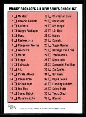 2025 Topps Wacky Packages All New Series (Center Left) #NNO Checklist Puzzle - Other
