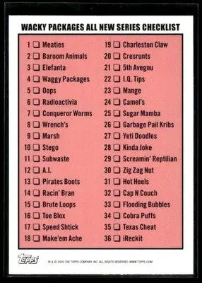2025 Topps Wacky Packages All New Series (Center Middle) #NNO Checklist Puzzle