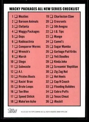 2025 Topps Wacky Packages All New Series (Center Right) #NNO Checklist Puzzle - Other