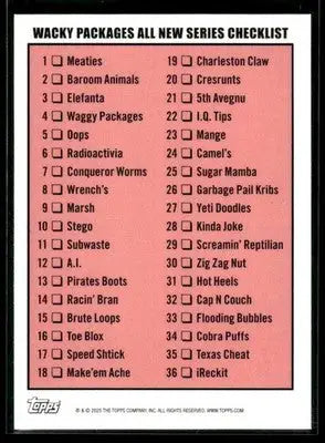 2025 Topps Wacky Packages All New Series (Top Left) #NNO Checklist Puzzle - Other