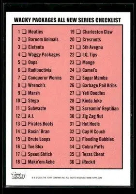 2025 Topps Wacky Packages All New Series (Top Middle) #NNO Checklist Puzzle