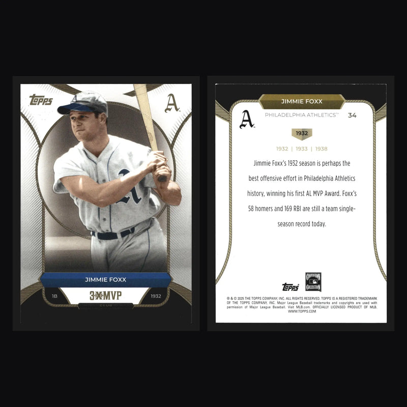 2025 Topps Welcome to the Club 3-Time MVP #34 Jimmie Foxx Athletics HOF - Baseball Card Single