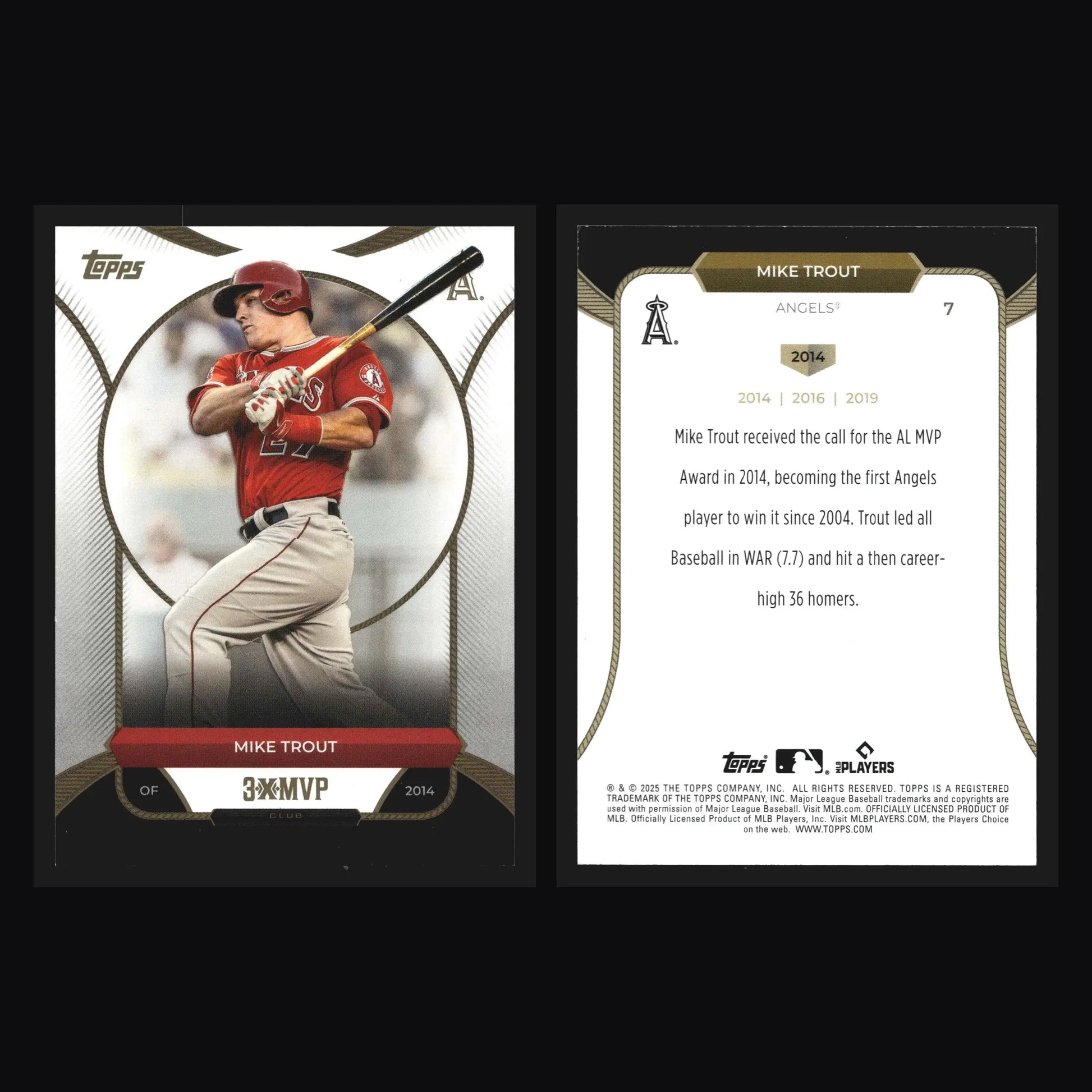 2025 Topps Welcome to the Club 3-Time MVP #7 Mike Trout Angels - Baseball Card Single