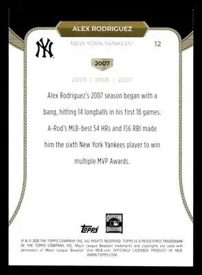 2025 Topps Welcome to the Club: 3 Times MVP #12 Alex Rodriguez