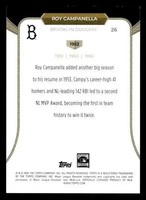 2025 Topps Welcome to the Club: 3 Times MVP #26 Roy Campanella - Baseball Card Single