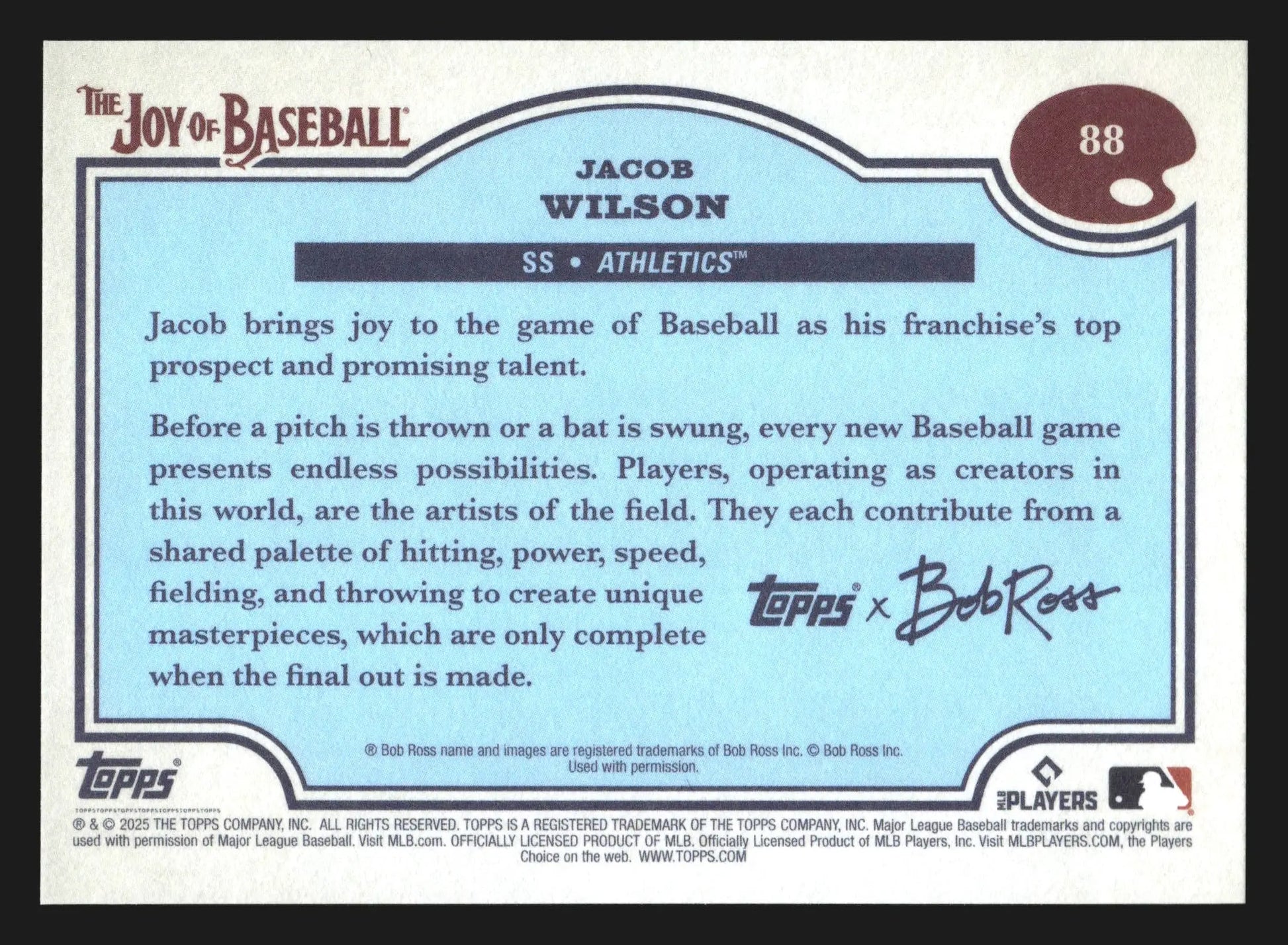 2025 Topps x Bob Ross Joy of Baseball #88 Jacob Wilson Athletics RC - Baseball Card Single